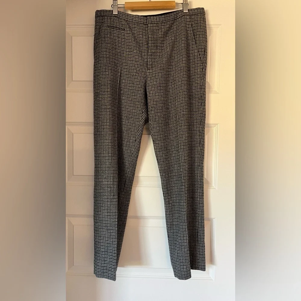 Marc Jacobs Women's Career Classic Black and Gray Checkered Wool Pants Size 6